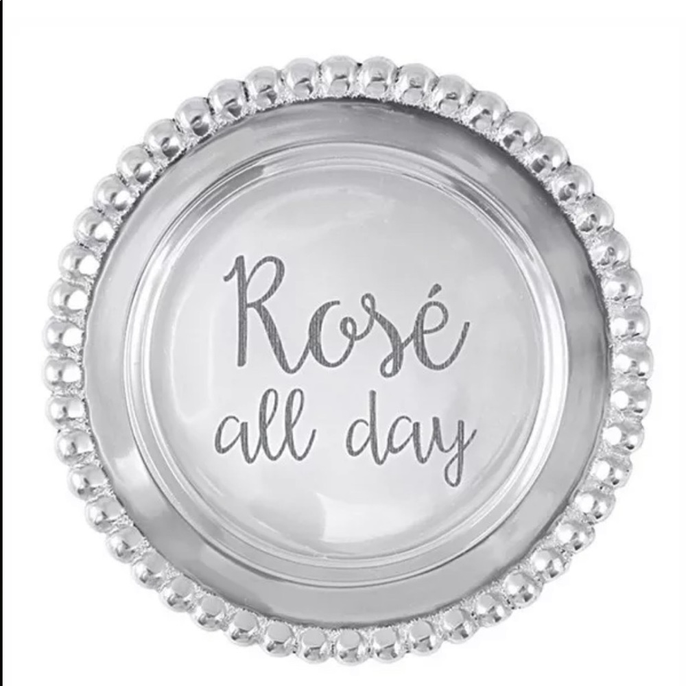 Mariposa “Rose All Day” Beaded Wine Plate NIB